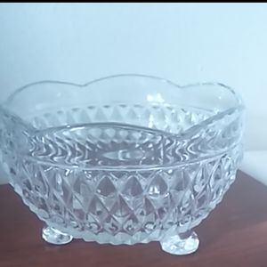Crystal clear cut dish footed bowl